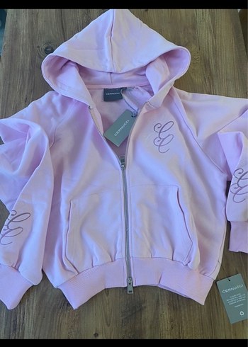 Kız Çocuk Fermuarlı Kapüşonlu Pembe Sweatshirt