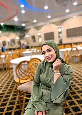 Yüksek Yakalı, Uzun Kollu Haki Kadın Elbise - Görsel 2