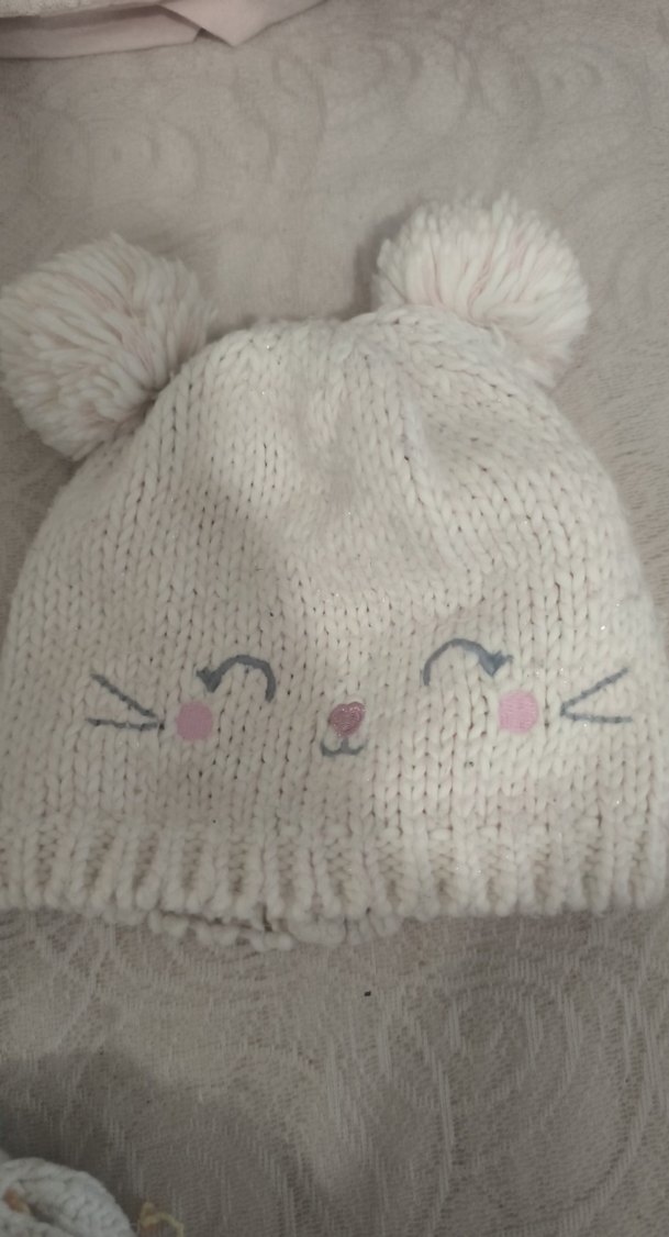 Nakışlı Bej Örgü Çocuk Bere - Görsel 3