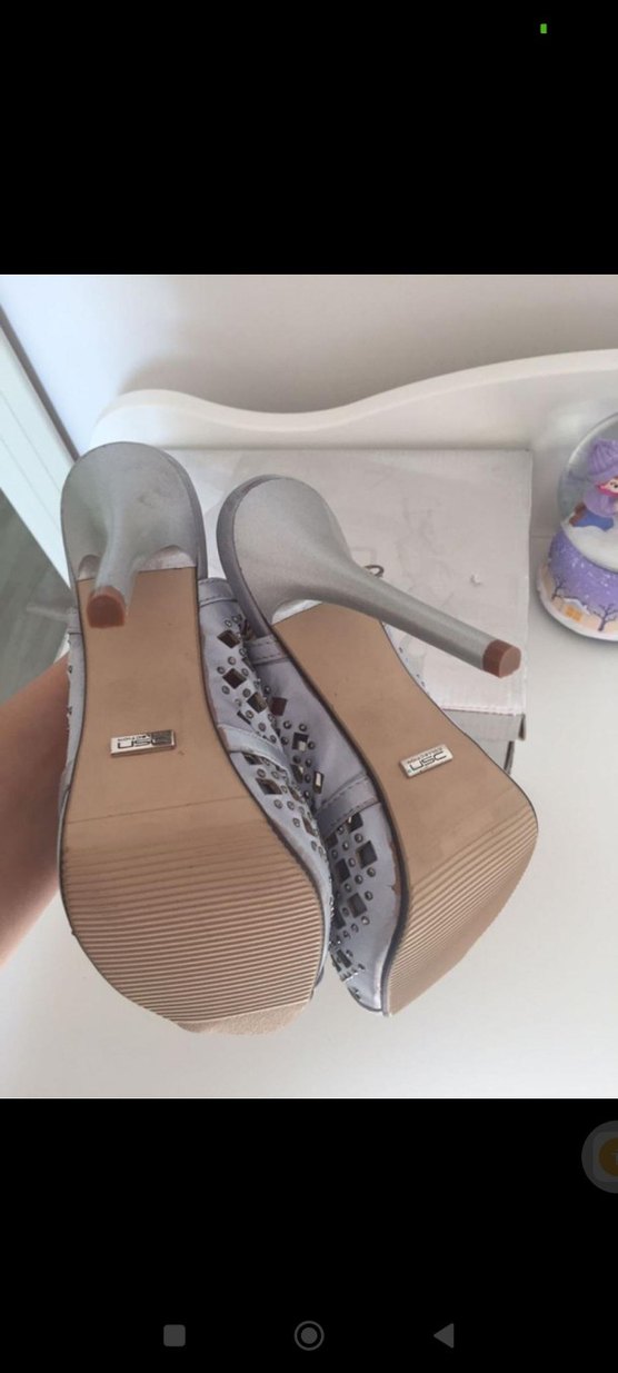 Gri Tokalı Stiletto Kadın Abiye Ayakkabı - Görsel 4