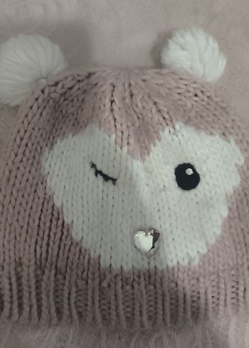 Nakışlı Bohem Tarzı Bej Örgü Çocuk Bere - Görsel 2