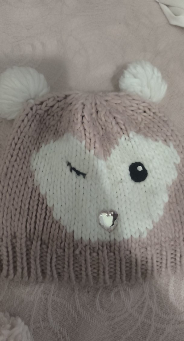 Nakışlı Bohem Tarzı Bej Örgü Çocuk Bere - Görsel 2