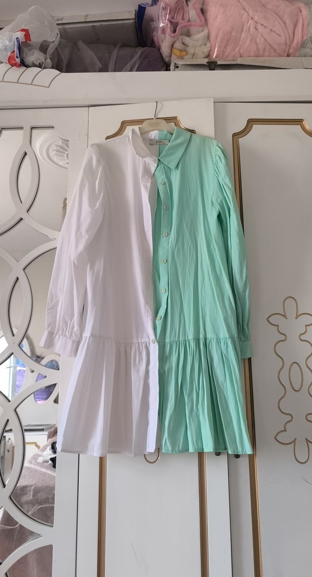 Bohem Tarzı Midi Uzun Kollu Keten Elbise - Görsel 2