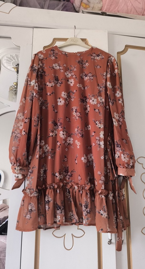 Çiçek Desenli Uzun Kollu Bohem Elbise - Görsel 3