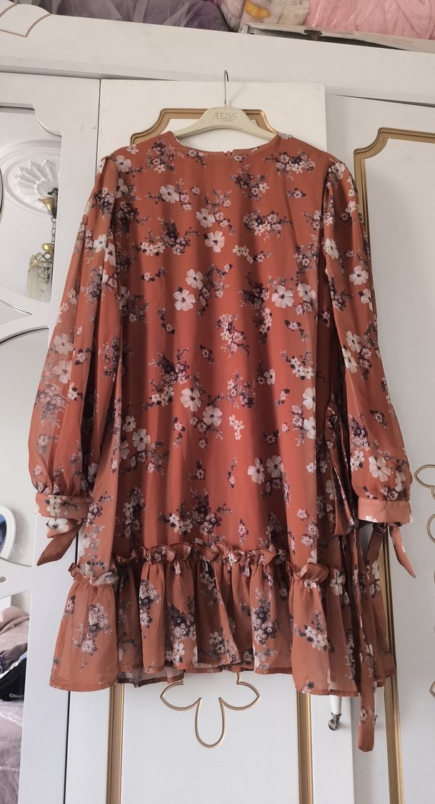 Çiçek Desenli Uzun Kollu Bohem Elbise - Görsel 2