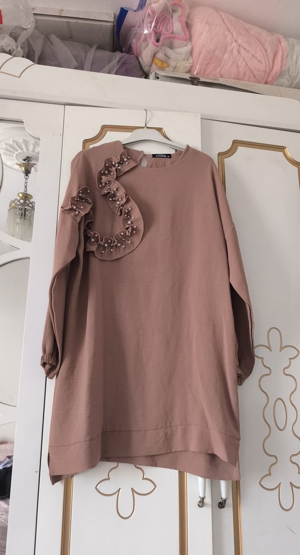 Uzun Kollu Fırfırlı Kadın Tunik - Görsel 2