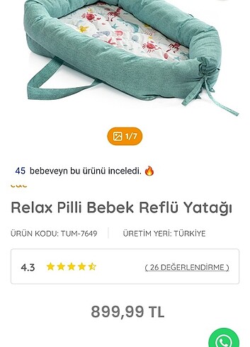 Titreşimli bebek reflu yatağı, babynest 