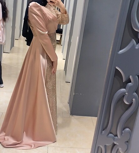 Diğer Toz pembe pullu ve saten abiye + aynı renk şal