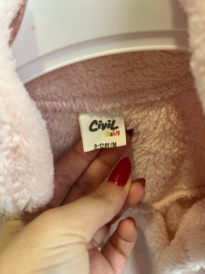 Kız Çocuk Pembe Peluş Ceket - Görsel 3