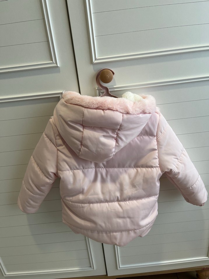 Kız Çocuk Pembe Kürklü Mont - Görsel 2