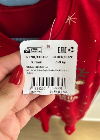 Kırmızı Baskılı Uzun Kollu Bebek Tulum - Görsel 3
