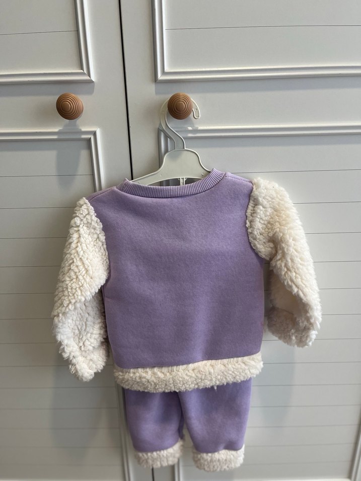 Peluş Detaylı Lila Bebek Kız Takımı - Görsel 2