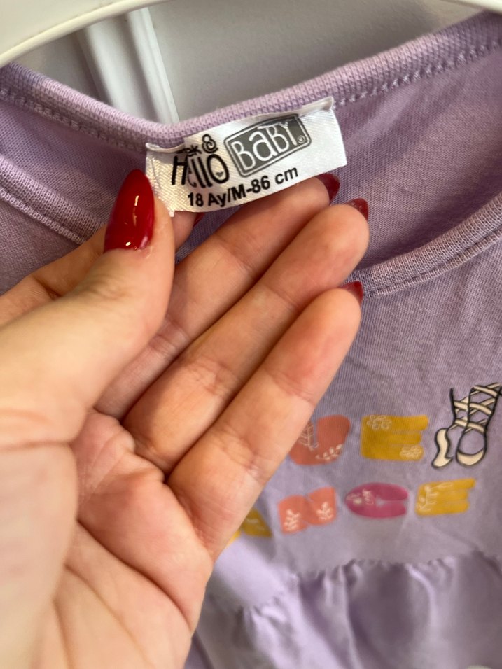 Kız Çocuk Lila Fırfırlı Pamuklu Elbise - Görsel 3