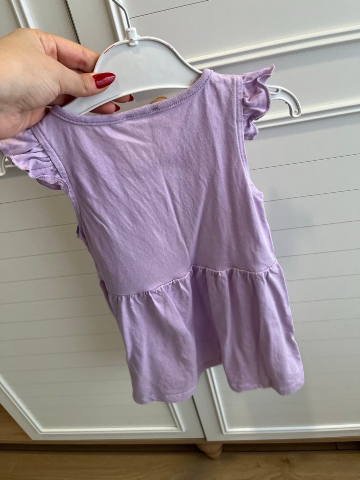 Kız Çocuk Lila Fırfırlı Pamuklu Elbise - Görsel 2