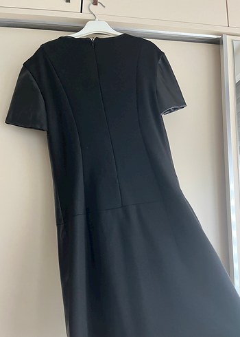 Drapeli Siyah Deri Kadın Tulum - Görsel 3