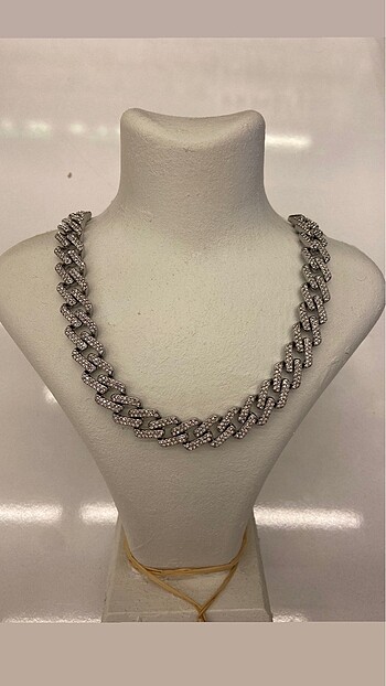 Chain kolye çelik ürün zirkon taş