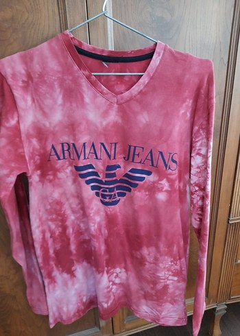 Armani Jeans Pembe Batik Desenli Uzun Kollu Tişört