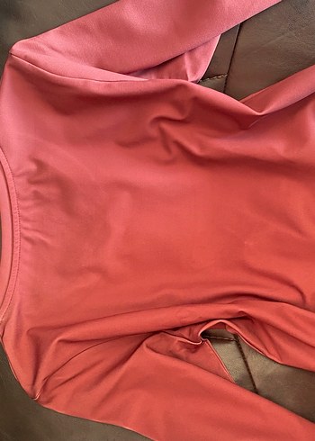 m Beden Uzun Kollu Koyu Pembe Crop Top