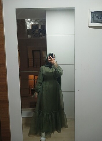 Emnora haki elbise - Görsel 7