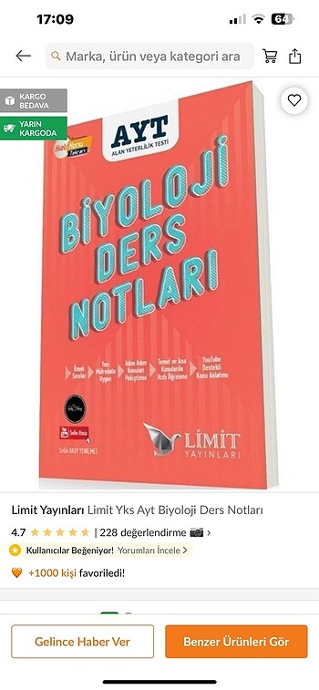  Beden Renk Limit Yayınları Ayt Biyoloji Ders Notları Kitabı