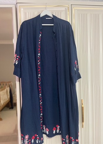 Diğer Nakışlı Uzun Kollu Lacivert kimono
