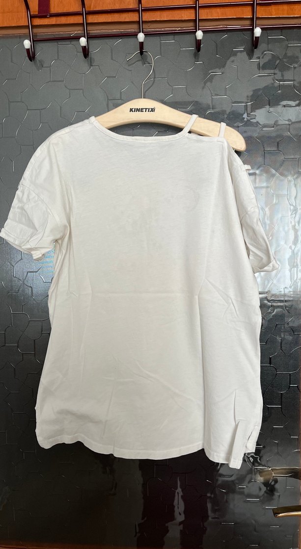 Kız Çocuk Baskılı Beyaz Tişört - Görsel 2