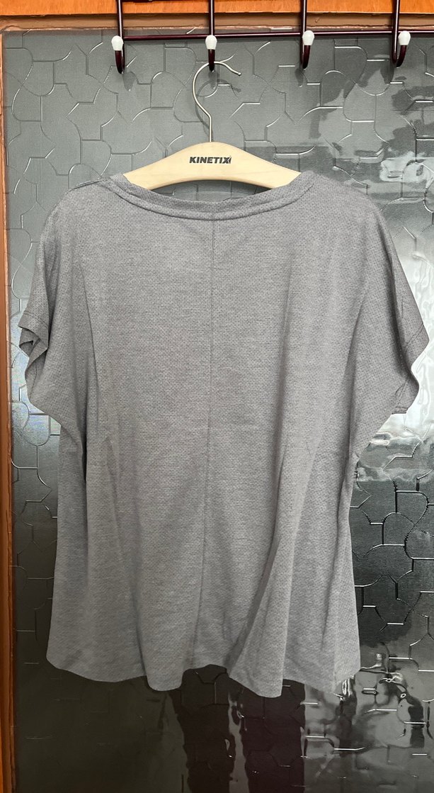 Gri Kadın Kısa Kollu Baskılı Tişört - Görsel 2