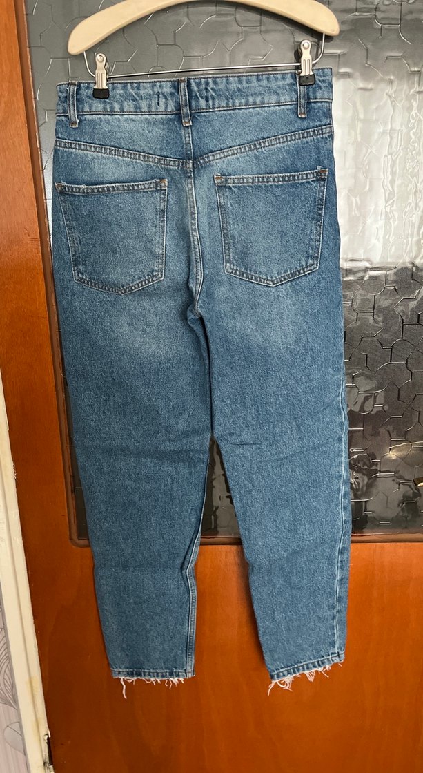 Kadın Mavi Bol Kesim Midi Kot Pantolon - Görsel 2