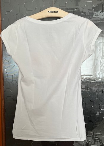 Beyaz Kısa Kollu Baskılı Tişört - Görsel 2