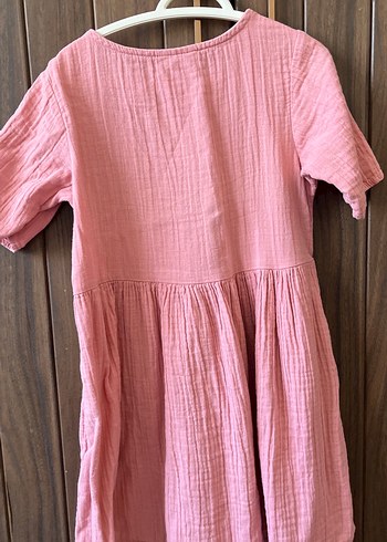 LC Waikiki Düğmeli Müslin Pembe Kız Elbisesi