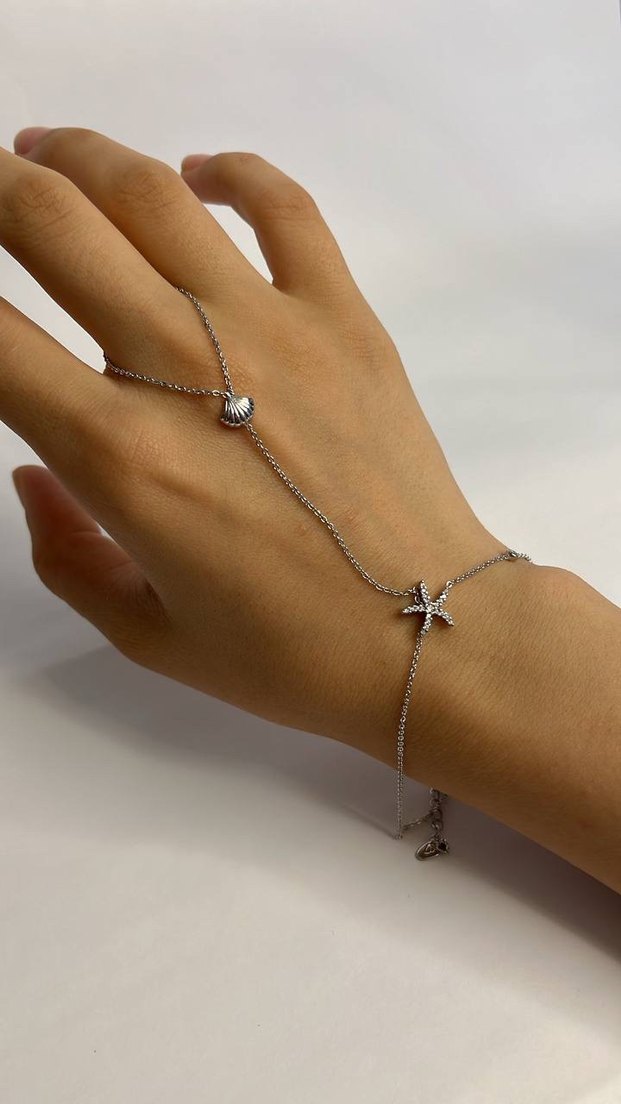 Deniz Temalı Minimalist Zincirli Kadın El Zinciri - Görsel 2