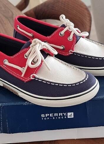 33 Beden çeşitli Renk Sperry Kaydırmaz Tabanlı Kanvas Kumaş Çocuk Sneaker 32,5 No.