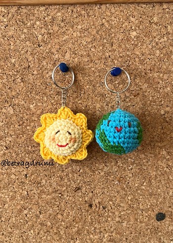 Güneş dünya çift anahtarlık charm - Görsel 2