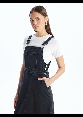 LCW modest askılı jean slopet elbise - Görsel 2