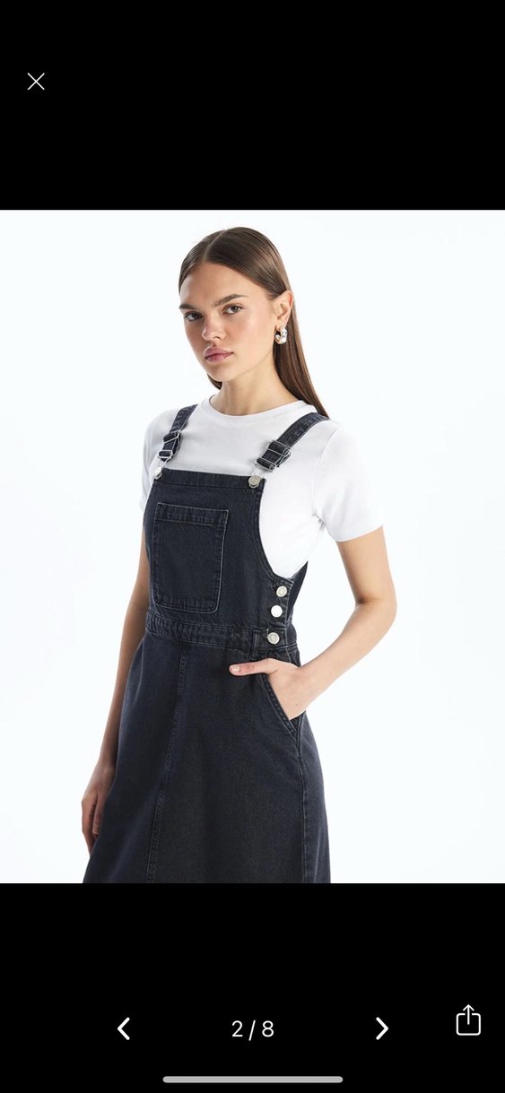 LCW modest askılı jean slopet elbise - Görsel 2