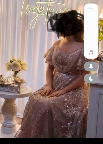 Dantel Detaylı Pembe V Yaka Uzun Abiye Elbise - Görsel 2