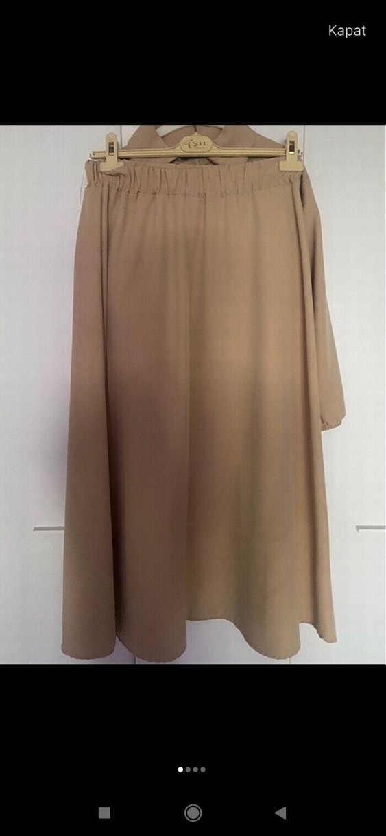 Bej Kadın Uzun Kollu Salaş Takım - Görsel 2