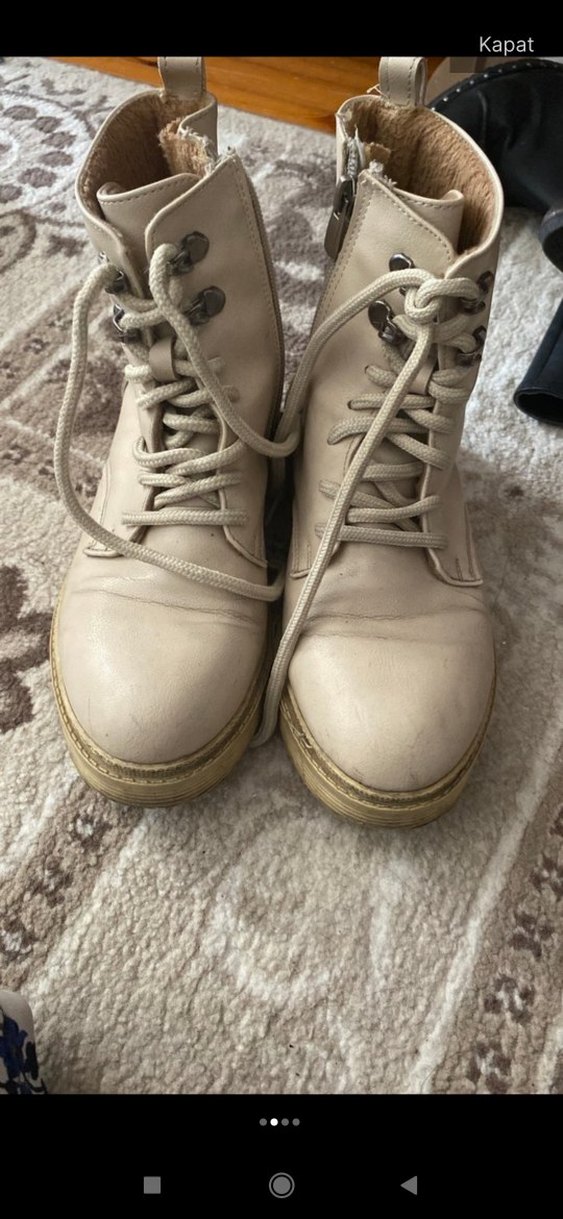 Bej Süet Kadın Botlar Kürklü Dolgu Topuk - Görsel 2