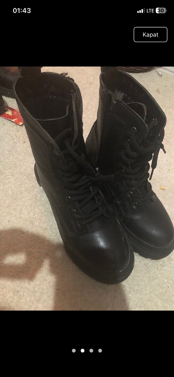 Siyah Platform Topuklu Bağcıklı Kadın Bot - Görsel 2