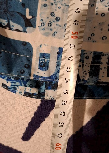 l Beden Erkek Mavi Batik Desenli Mini Deniz Şortu