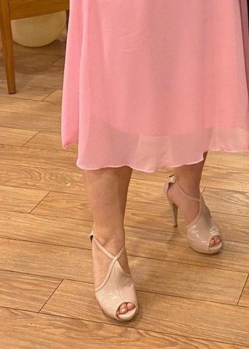 Pembe Straplez Midi Elbise - Görsel 3