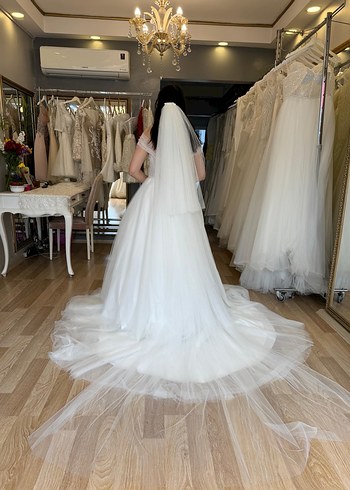 Beyaz Uzun A Kesim Straplez Gelinlik - Görsel 3