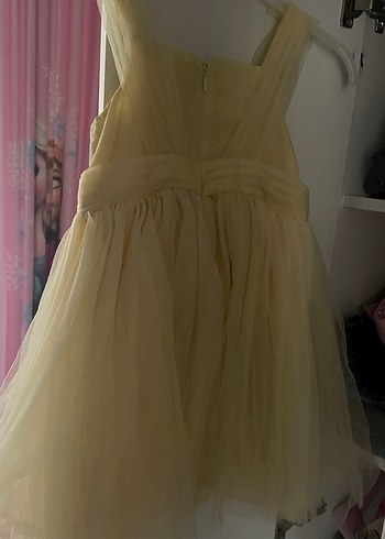 Sarı Dantelli Kız Çocuk Tül Elbise - Görsel 2