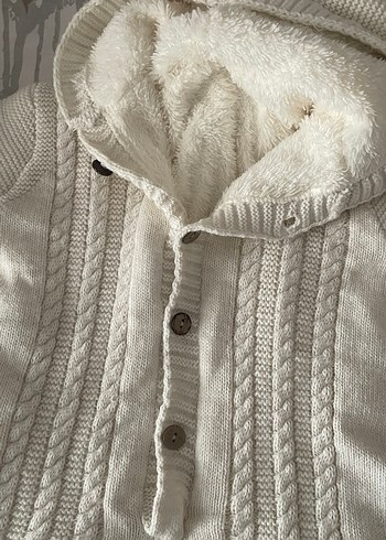 Bej Örgü Bebek Tulumu Kapüşonlu - Görsel 3