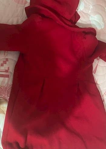 Kız Çocuk Kırmızı Düğmeli Kışlık Kaban - Görsel 4