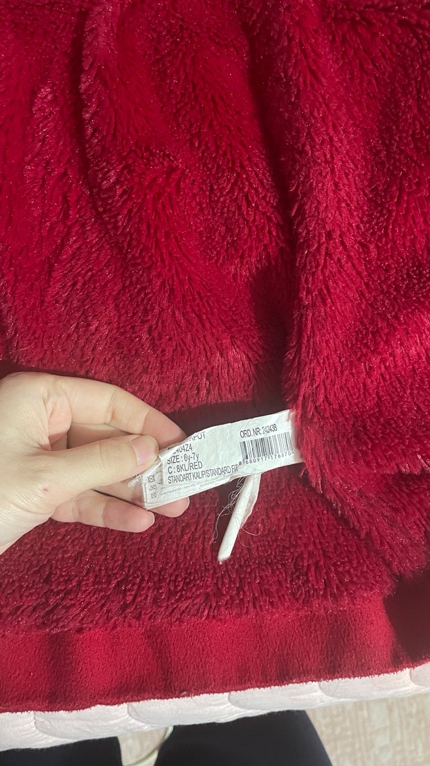 Kız Çocuk Kırmızı Düğmeli Kışlık Kaban - Görsel 5