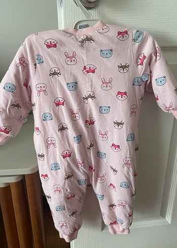 Kız Bebek Fermuarlı Pembe Baskılı Polar Tulum - Görsel 3