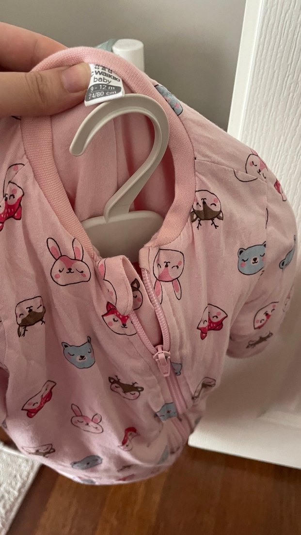 Kız Bebek Fermuarlı Pembe Baskılı Polar Tulum - Görsel 2