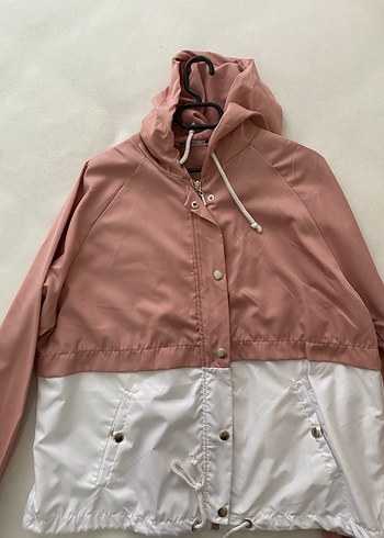 Düğmeli Pembe Street Style Kadın yağmurluk ceket