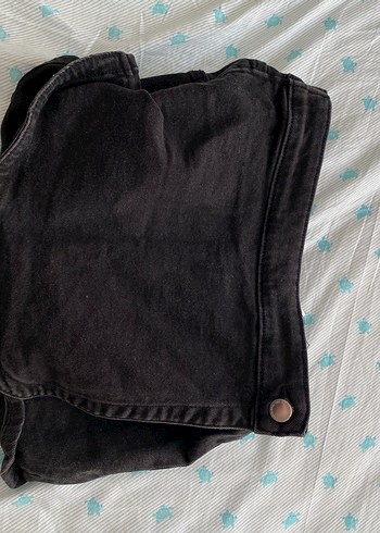 s Beden Kadın Siyah Mini Fermuarlı Denim Şort etek